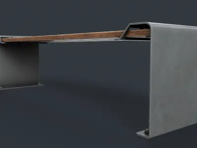 Modern Outdoor Bench 16 PBR Game Ready Low-poly 3D model