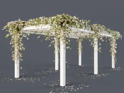 Pergolas collection table with flowers 3D Model Pack