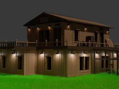 Wooden house full of details 3D model