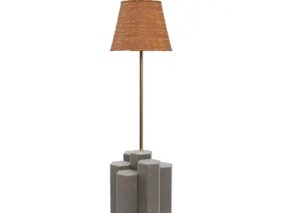 Metal Buffet Rattan Shade Lamp 3D model