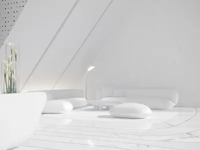Sci-fi white interior 03 3D model