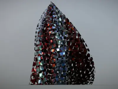Wave walls futuristic building 3D model