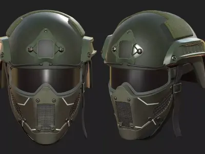 Helmet military mask protection futuristic technology  Low-poly 3D model