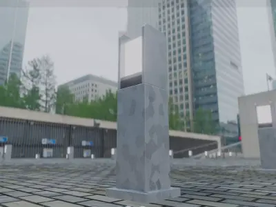 Street Light 8 Bollard 500mm Galvanized Version 1 Low-poly 3D model