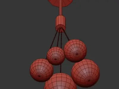 JODIS five light chandelier with clear balls hanging from gol... 3D model