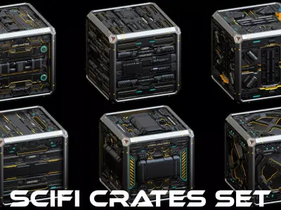 SciFi Crates set 3D model purchase