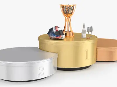  Winner Stand with Helmet and Glassware and Victory Cup 