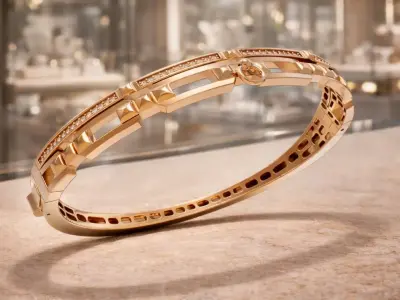 Architectural Hinged Bangle Bracelet 3D print model