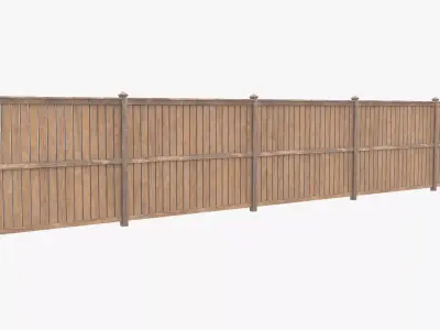 Modular Wooden Fence Low-poly 3D model