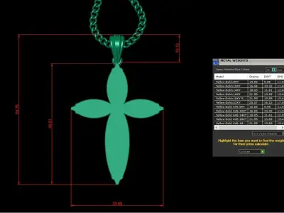 Light Gold 18K Cross Pendant 1CP094 3D print model