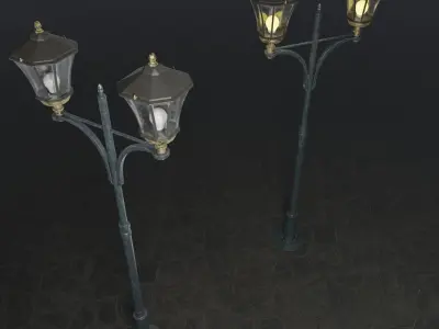 Standart Street Lamp whith double stand 3D model