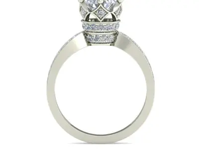 Light Weight White Gold Diamond Ring  -VJR26 3D print model