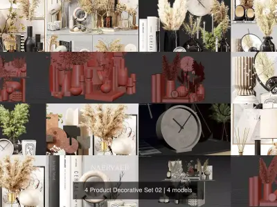 4 Product Decorative Set 02 3D Model Pack