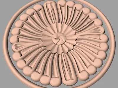Furniture decoration round flower 3D STL model for CNC E905 3D model