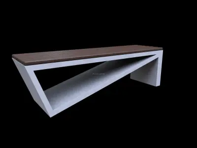 Modern Design Concrete Street Bench 4K PBR Low-poly 3D model