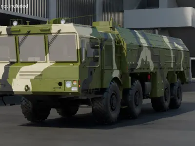  Iskander SS-26 Stone in Camouflage Colored Rigged for Cinema 4D 