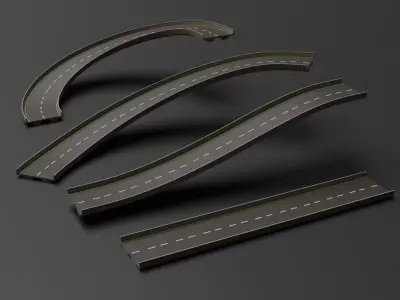Modular Highway Overpass Pack Road  Bridges Game Ready Low-poly 3D model