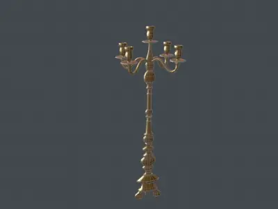 Candle Stand with Multiple LODs Low-poly 3D model