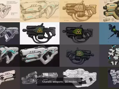 futuristic weapons 3D Model Pack buy