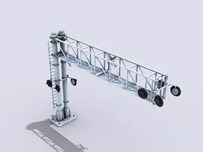 Crossing Gate Signals Low-poly 3D model