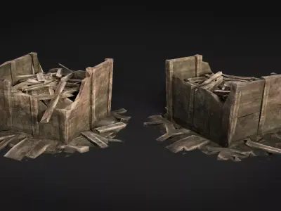 Broken Wood Debris Pack - 29 Assets PBR Game Ready Low-poly 3D model