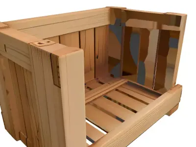 Rustic Wooden Storage Crate Low-poly 3D model