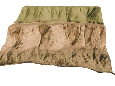 Riverside cliff 3D model terrain Low-poly 3D model