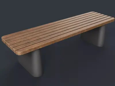 Modern Outdoor Bench 48 PBR Game Ready Low-poly 3D model