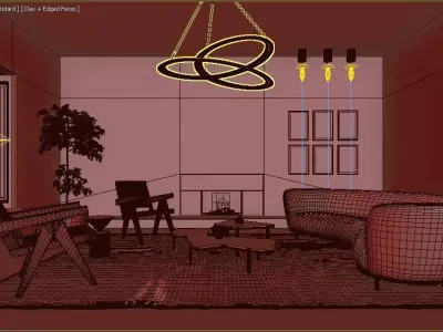 kitchen and living room modern style 3d model 3D model