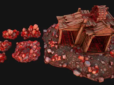 Medieval Copper Ore Mine Low-poly 3D model