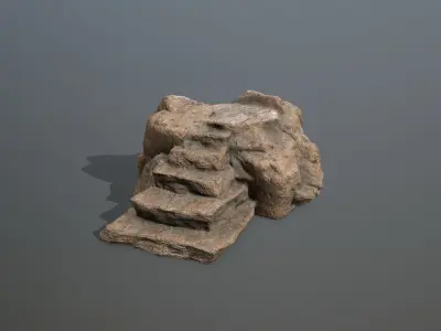 Altar Set rock Low-poly 3D model