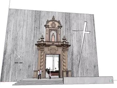 Architecture-Religion-God-Culture-Temple-094 church with cross 3D model