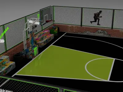 Basketball Court Low Streetball 3D model