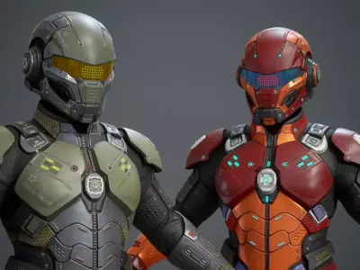 Sci-Fi Military Armor Pack 03 Low-poly 3D model