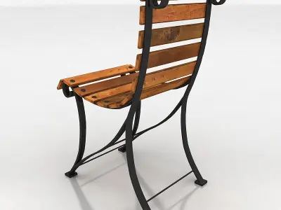 chair wooden slatted Free low-poly 3D model