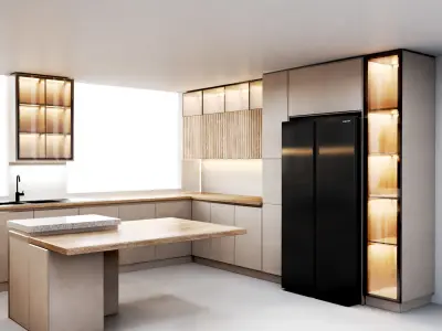 Kitchen8 -window in the middle of kitchen Low-poly 3D model