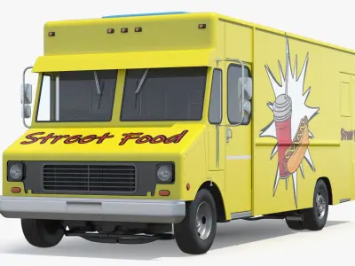 Solar Powered Food Truck with Interior Closed 3D model