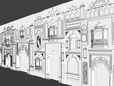 Traditional Elements and Shapes 3D Model Collection  Low-poly 3D model