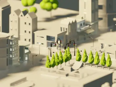 City Cartoon Stylish in White Color 3D model