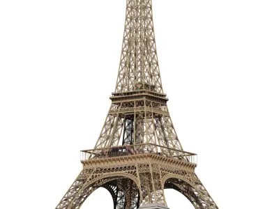 The Eiffel tower with interior 3D model