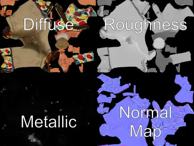 Cheerful Grandpa Paul  Colorful Shirt Suspenders Cap D Rigged... Low-poly 3D model