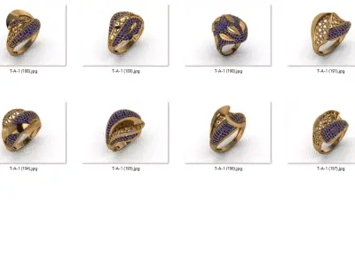 ring 12 pieces drawing 3d rihone drawing ring rings ring models  3D print model