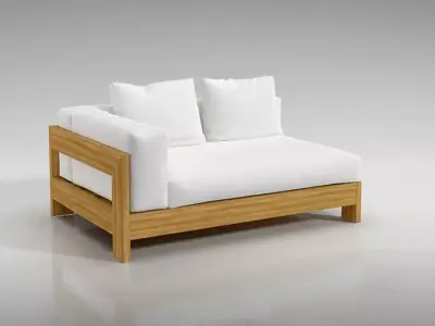 Sofa  Wood With White Cushions 3D model