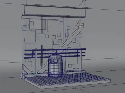 Hong Kong Culture series - Lennon Wall with rubbish bin 3D model