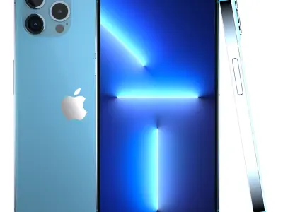 Apple iPhone 13 Pro Max Sierra Blue Low-poly 3D model