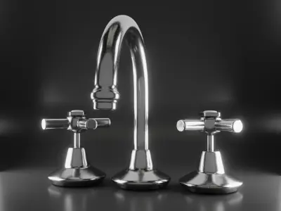 Water Tap Faucet - Hot and Cold Low-poly 3D model