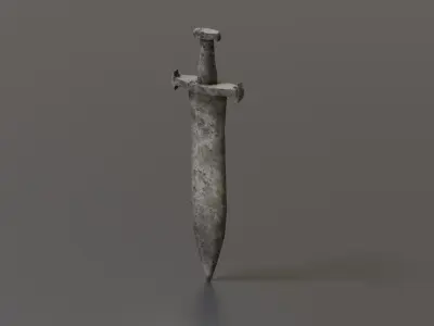 Stone sword Low-poly 3D model