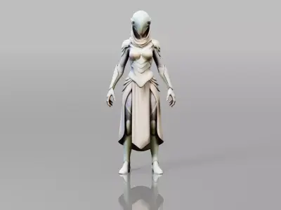 Alien Archer Character With Bow  Low-poly 3D model