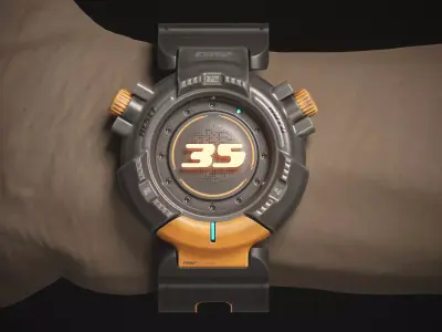 Futuristic EM2 Wrist Watch PBR  Low-poly 3D model