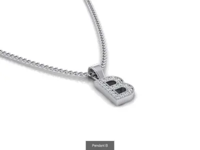 Alphabet sterling silver necklaces 3D Model Pack